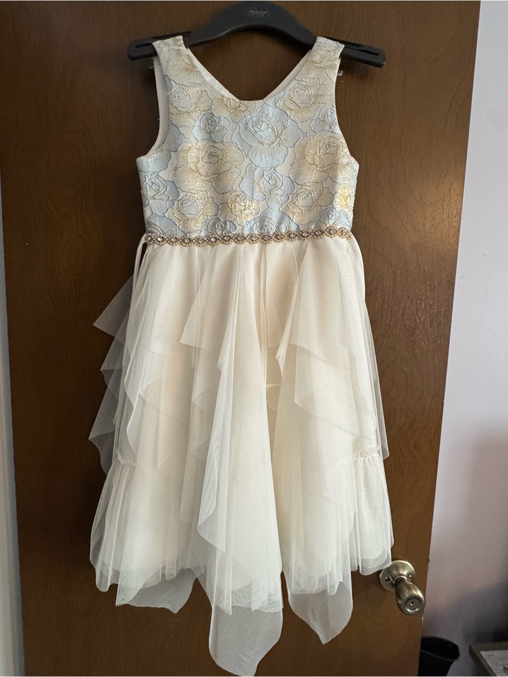 Ivory Floral Lace & Tulle Party Dress for Girls